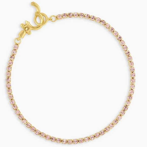 Gorjana 18k Gold Plated Brass Blush Pink Crystals Lexi Bracelet Womens Jewelry - Picture 3 of 8
